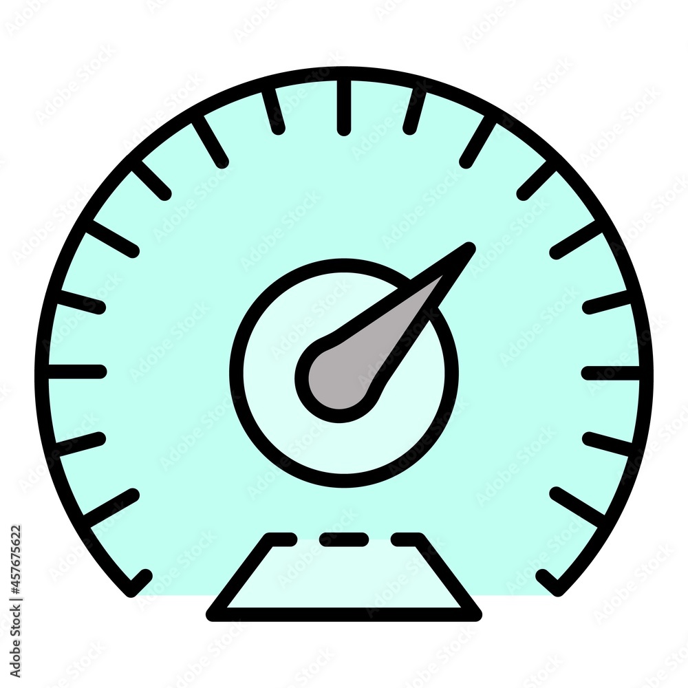 Km per hour speedometer icon. Outline km per hour speedometer vector icon color flat isolated Km per hour speedometer icon. Outline km per hour speedometer vector icon color flat isolated