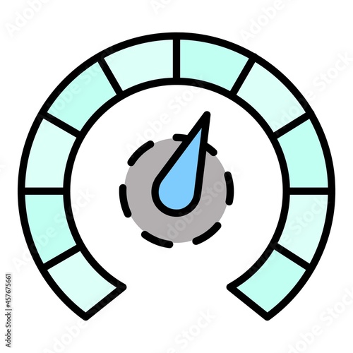 Tachometer car icon. Outline tachometer car vector icon color flat isolated
