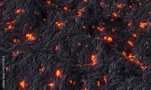 3D Cooled basaltic lava. Abstract volcanic background.