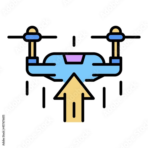 Drone rise up icon. Outline drone rise up vector icon color flat isolated