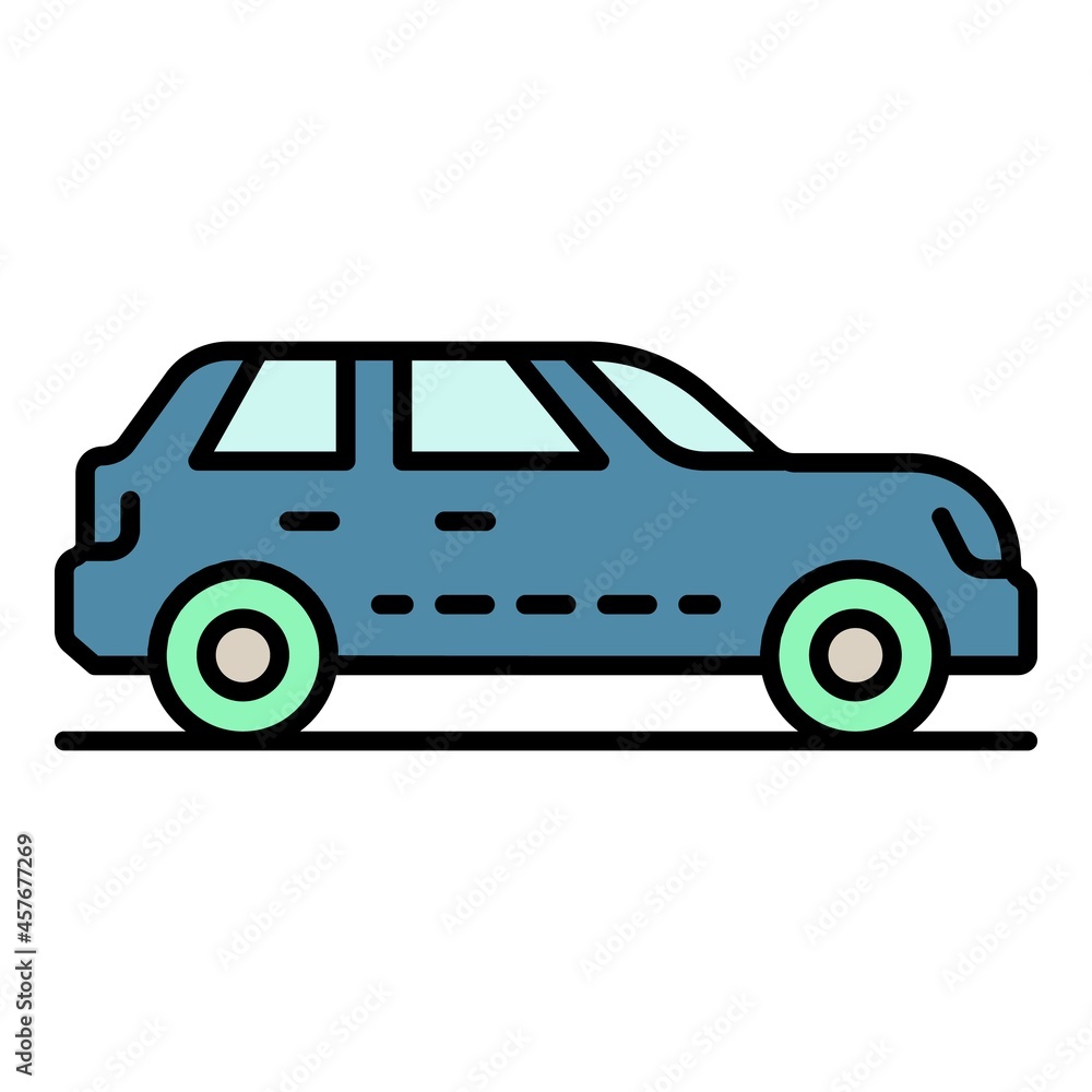 Petrol car icon. Outline petrol car vector icon color flat isolated Petrol car icon. Outline petrol car vector icon color flat isolated