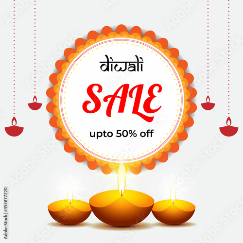 Diwali Festive Season Sale banner, Limited offer Dipawali, Indian festival, Diya lamp, oil lamp, vector illustration offer banner, advertisement