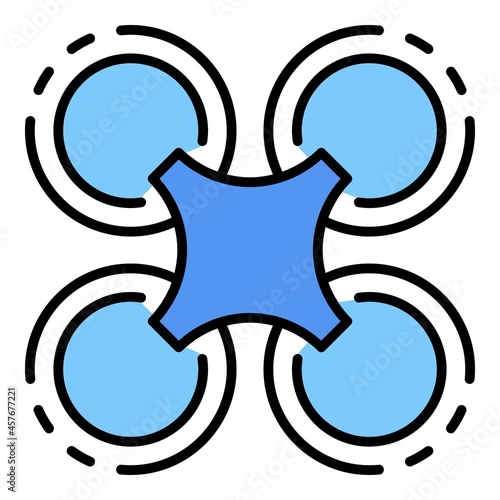 Drone fly away icon. Outline drone fly away vector icon color flat isolated