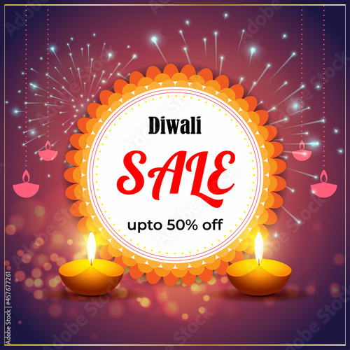 Diwali Festive Season Sale banner, Limited offer Dipawali, Indian festival, Diya lamp, oil lamp, vector illustration offer banner, advertisement