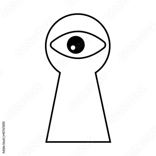 Keyhole with an eye, concept icon surveillance peepin