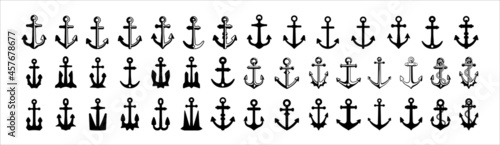 Anchor icons set collection. Assorted ship anchors vector set. Nautical and sailing symbol. Vector stock illustration. © great19