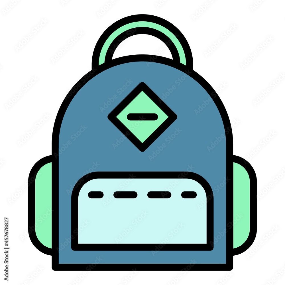 Student backpack icon. Outline student backpack vector icon color flat isolated Student backpack icon. Outline student backpack vector icon color flat isolated