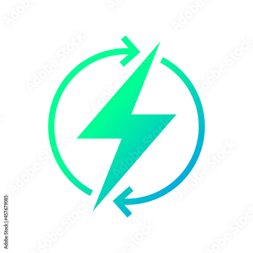 Free Download Lightning electric icon, Bolt with recycling rotation arrow sign, Renewable energy sign, Vector illustration - GFXLoad
