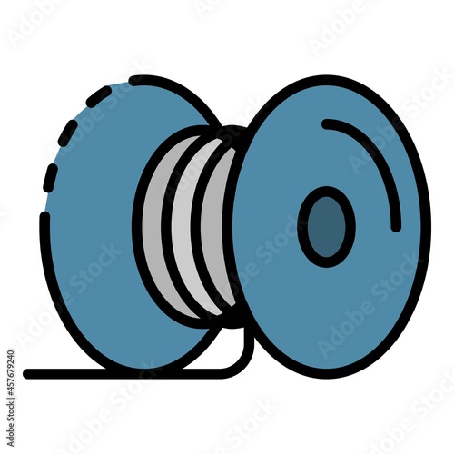 Metal cable coil icon. Outline metal cable coil vector icon color flat isolated