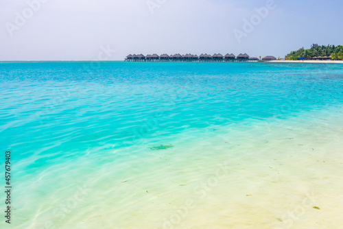 Tropical landscape on a Maldivian island on a sunny day