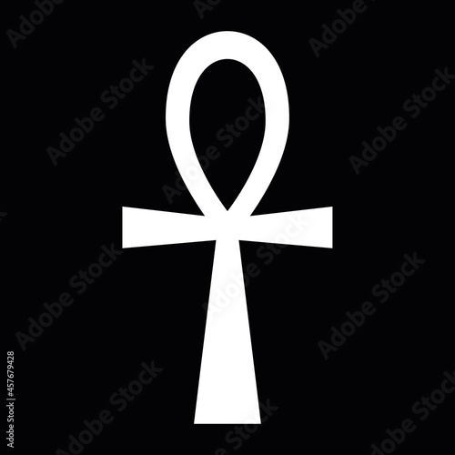 Ankh or Key of Life. Egyptian hieroglyphic symbol of life. Simple flat white vector icon.