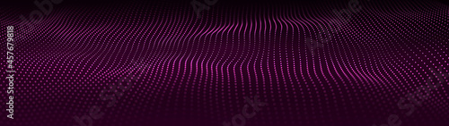 Abstract digital wave of particles. Network connection structure. Futuristic point wave. Large amount of data. Abstract background. Vector