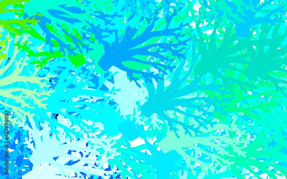 Light Blue, Green vector abstract design with leaves, branches.