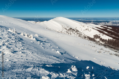  A view of the winter Bieszczady Mountains in the Tarnica Nest, the Bieszczady Mountains