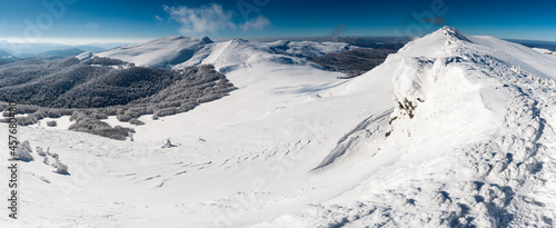  A view of the winter Bieszczady Mountains in the Tarnica Nest, the Bieszczady Mountains