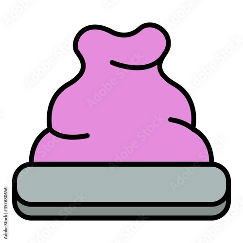 Hip hop hat icon. Outline hip hop hat vector icon color flat isolated