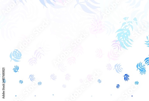 Light Pink  Blue vector doodle layout with leaves.