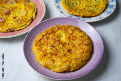 Spanish omelette with potatoes and vegetables