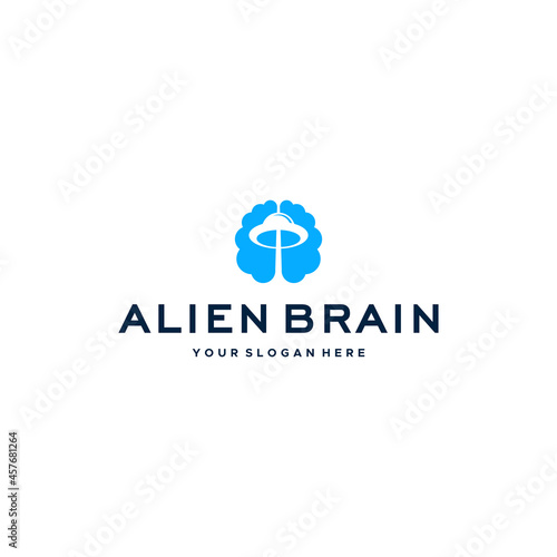 minimalist ALIEN BRAIN spacecraft Logo design