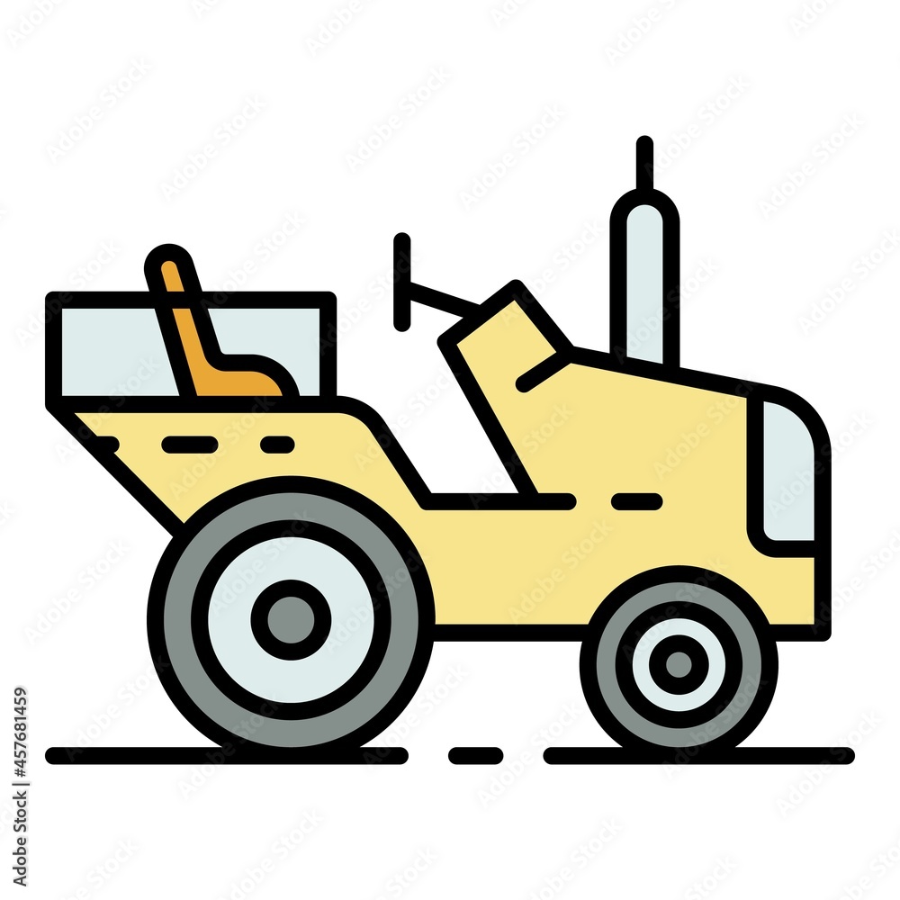 Naklejka premium Farm tractor icon. Outline farm tractor vector icon color flat isolated