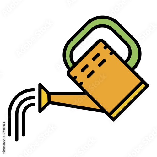 Watering can icon. Outline watering can vector icon color flat isolated