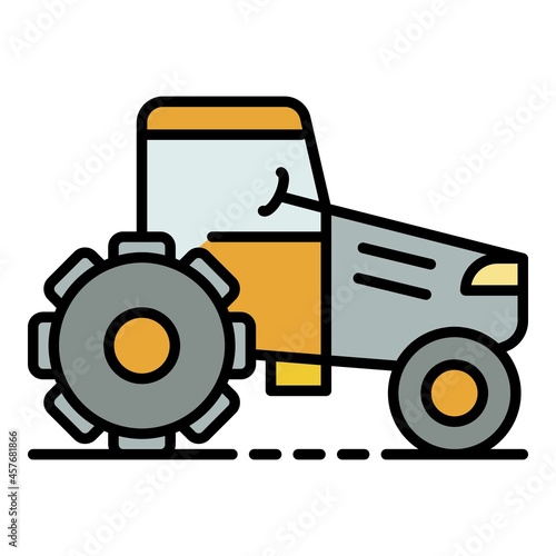Ground tractor icon. Outline ground tractor vector icon color flat isolated