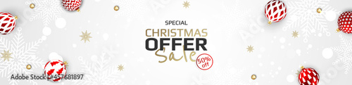 Merry Christmas sale banner template. Greeting card  banner  poster  header for website