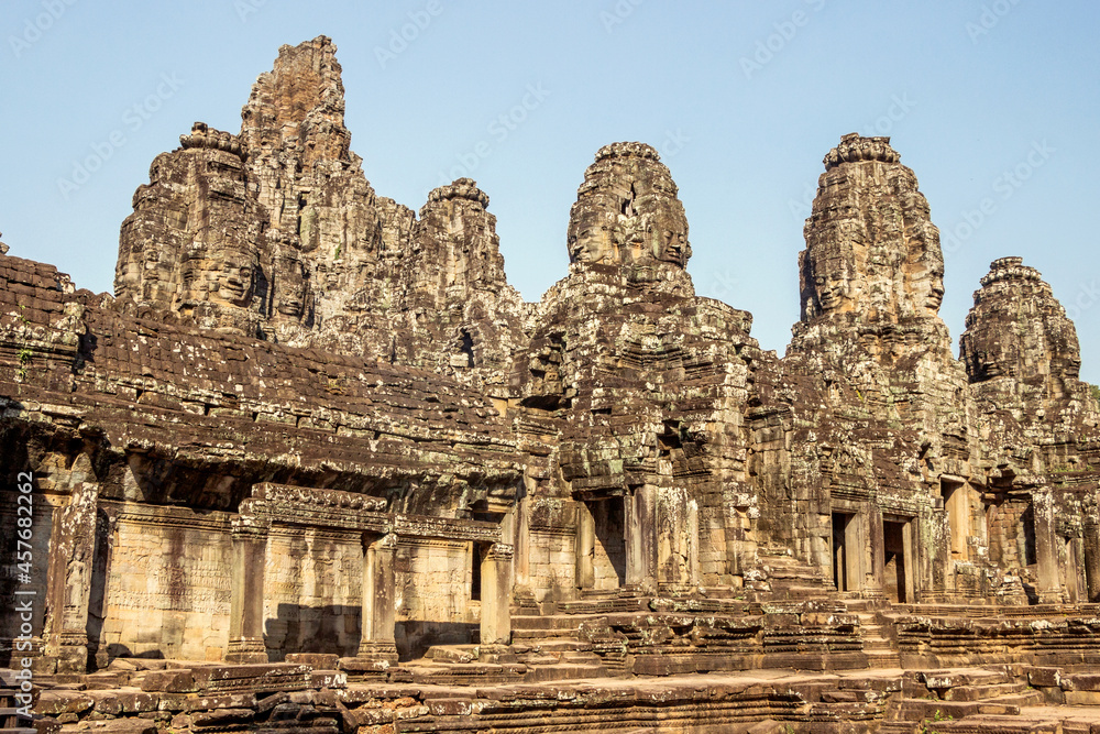 old ruins at Khmer temple at Angkor Wat in Cambodia 
