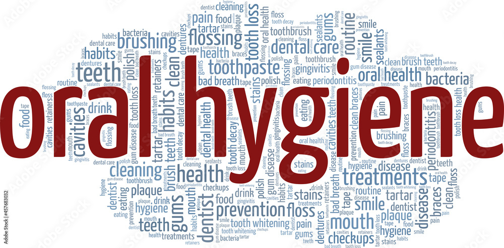 Fototapeta premium Oral Hygiene vector illustration word cloud isolated on white background.