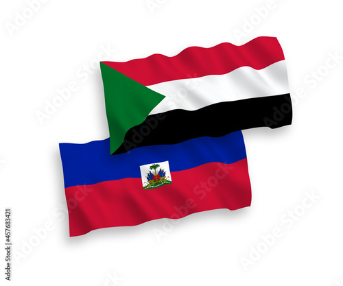 Flags of Republic of Haiti and Sudan on a white background