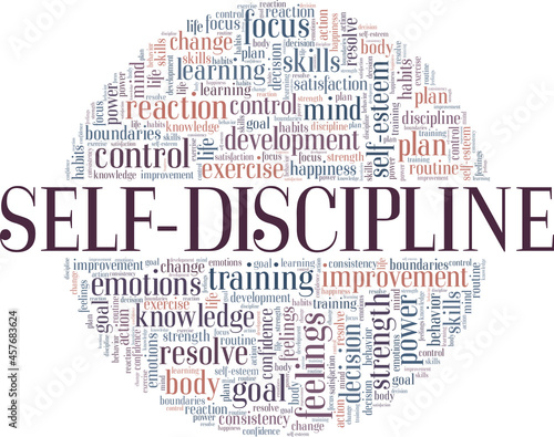 Self-Discipline vector illustration word cloud isolated on a white background. photo