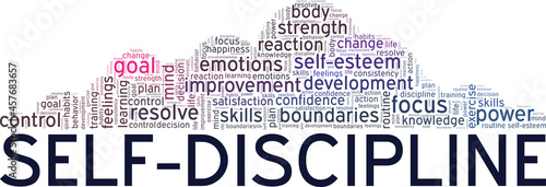 Self-Discipline vector illustration word cloud isolated on a white background. photo
