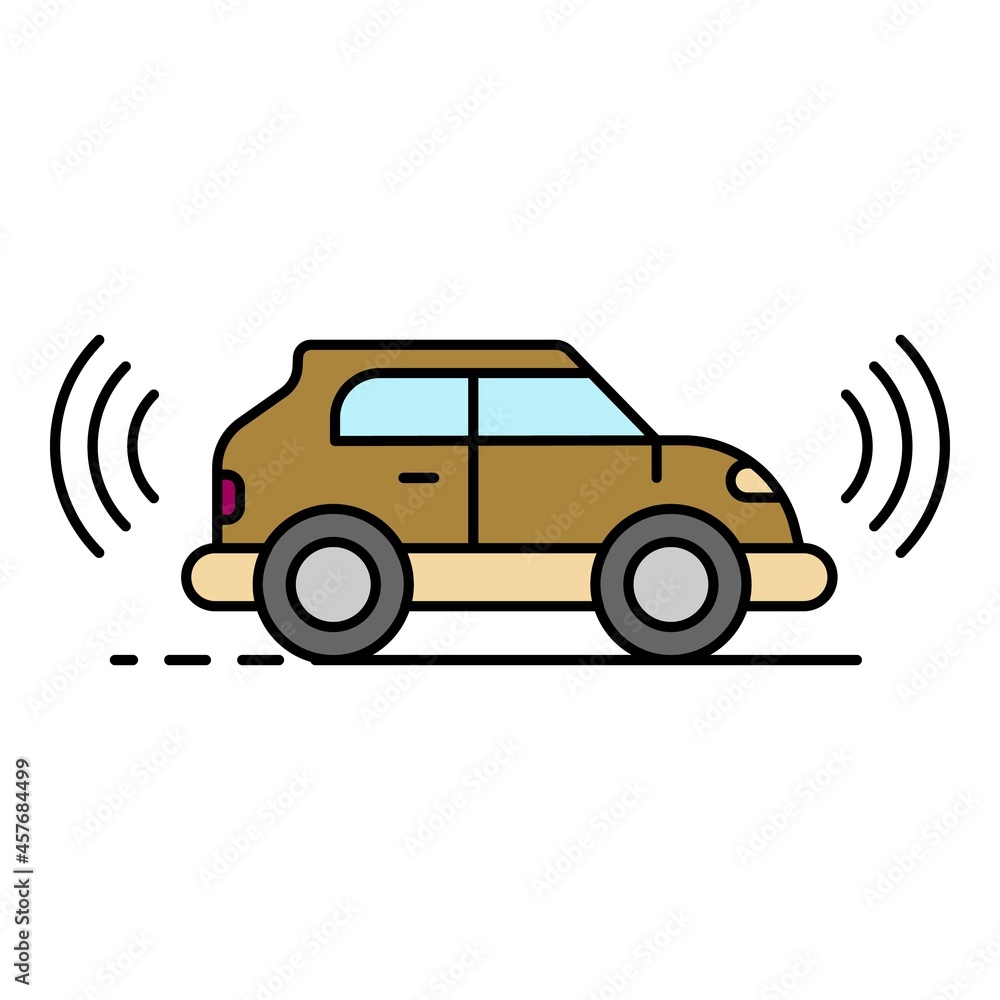Electric self driving car icon. Outline electric self driving car vector icon color flat isolated