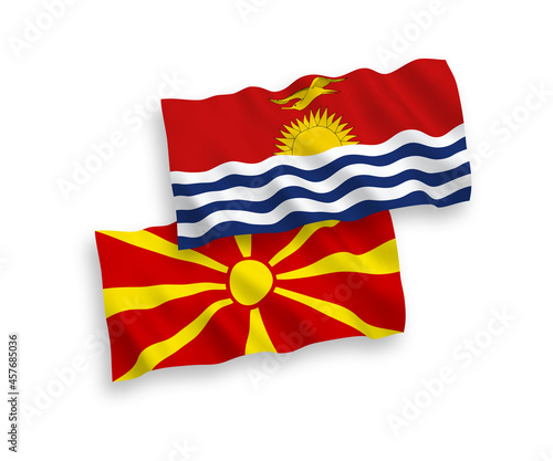 Flags of Republic of Kiribati and North Macedonia on a white background