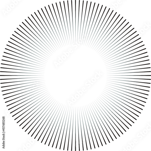 Sun burst, star burst sunshine. Radiating from the center of thin beams, lines. Vector illustration. Design element for logo, signs dynamic style abstract explosion, speed motion lines from the middle
