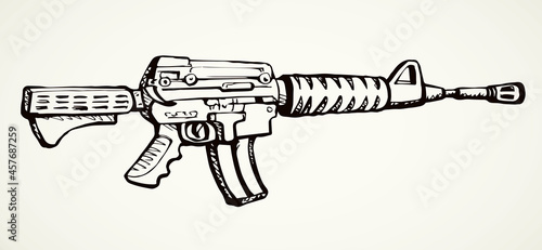 Submachine gun. Vector drawing object