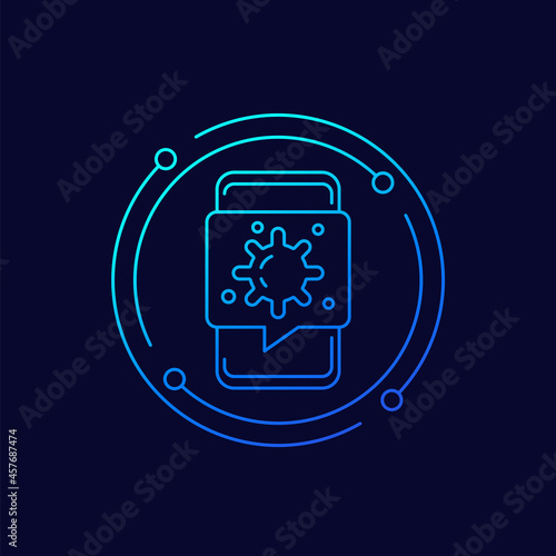 contact tracing app line icon, vector