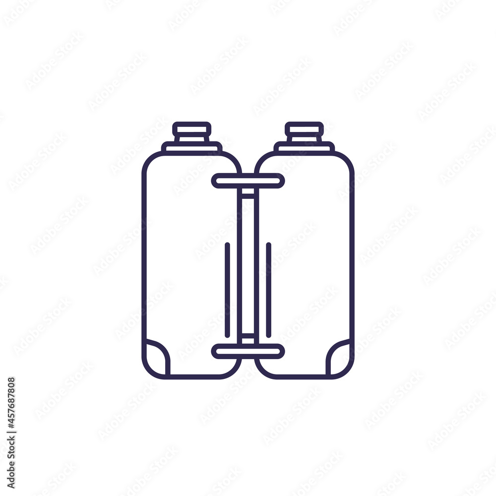 oxygen tanks icon, line vector oxygen tanks icon, line vector
