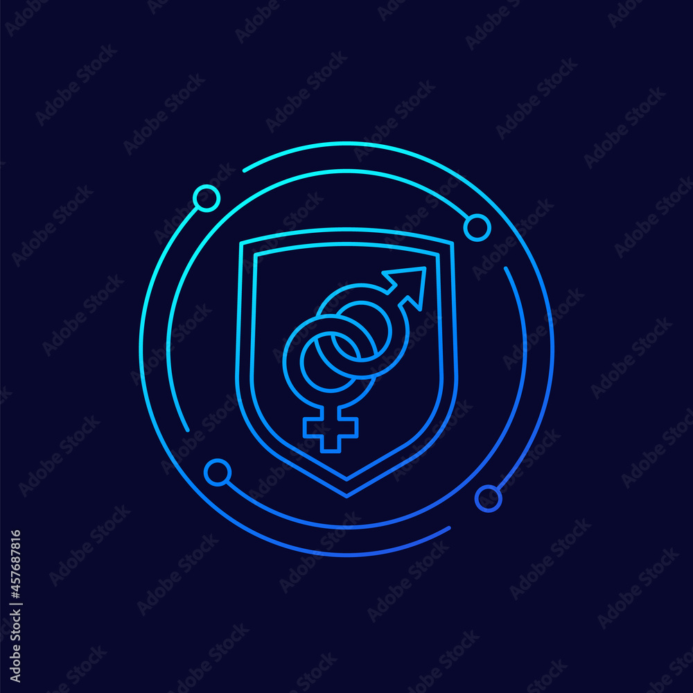 safe sex, STD prevention line vector icon safe sex, STD prevention line vector icon