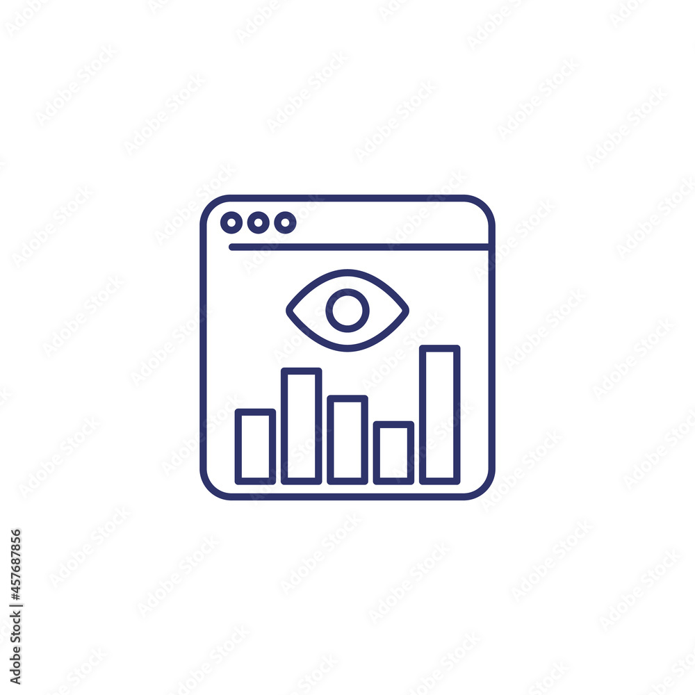 Views analytics icon, line vector Views analytics icon, line vector