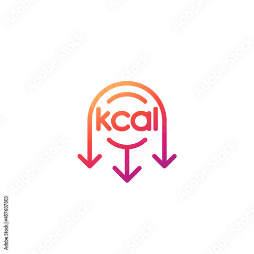 kcal reducing, cut calories line icon