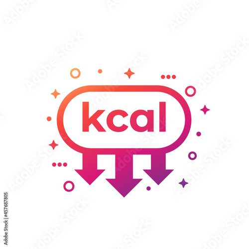 kcal, kilocalorie reducing icon, vector art