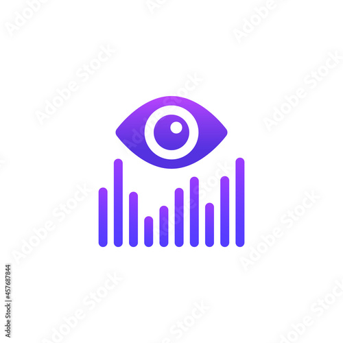 Views analytics icon, eye and graph