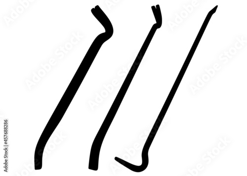 Construction crowbars in a set. Vector image.