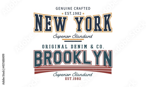 New York, Brooklyn College Vintage typography Superior, grunge t-shirt graphics, artwork apparel, tee print ,vector design
