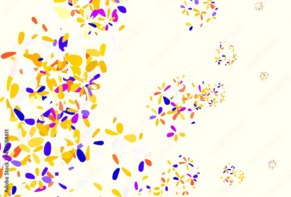 Light Blue, Red vector doodle template with leaves. Light Blue, Red vector doodle template with leaves.
