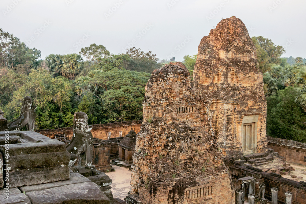 old ruins of East Baray temple in Angkor city, Cambodia 

