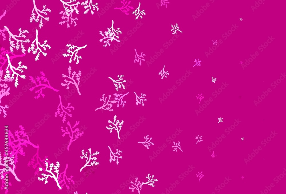 Light Pink vector doodle backdrop with sakura.