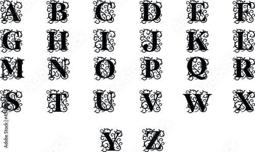 Vector stylized font and alphabet