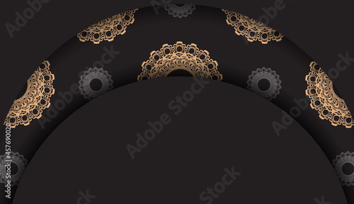 Black postcard with vintage brown ornament for your congratulations.